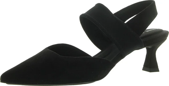 In Time Womens Faux Suede Stretch Slingback Heels