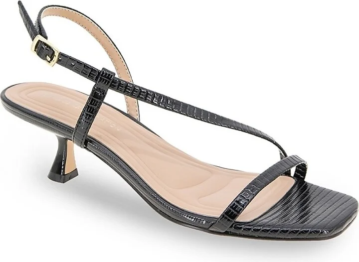 Inaya 50MM Crocodile-Embossed Faux Leather Kitten-Heel Sandals - Image 4
