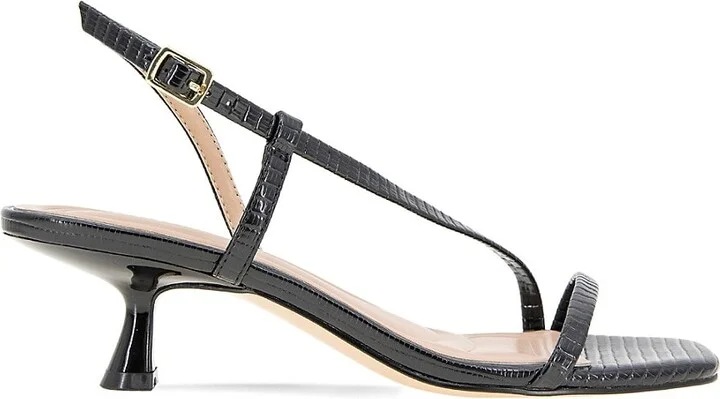 Inaya 50MM Crocodile-Embossed Faux Leather Kitten-Heel Sandals
