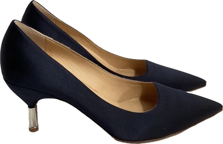 Inaya Pumps in Navy Blue Satin