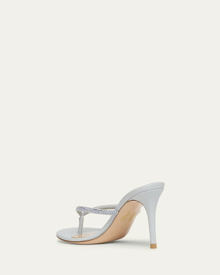 India Strass Leather Thong Stiletto Sandals - Image 3