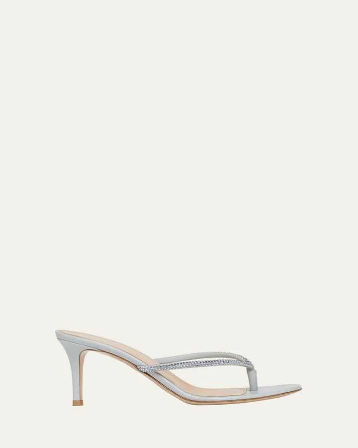 India Strass Leather Thong Stiletto Sandals