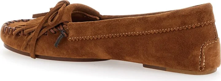 'indiana' Brown Loafers With Fringes In Suede Woman - Image 3