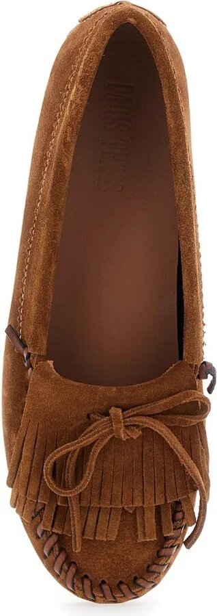 'Indiana' Brown Loafers With Fringes In Suede Woman - Image 4