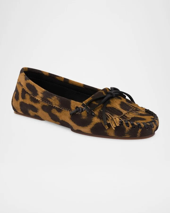 Indiana Leopard Fringe Mocassin Loafers - Image 2
