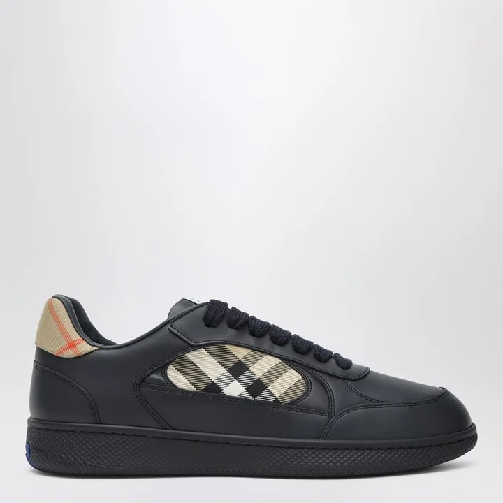 Indigo blue leather and Check sneaker Terrace