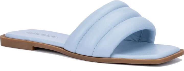 Indigo Quilted Slide Sandal