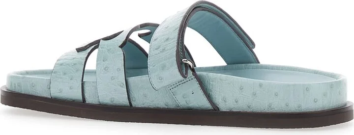 'ines' Blue Sandals With Patch Logo On The Front In Leather Woman - Image 2