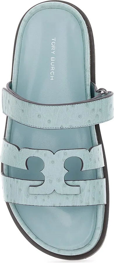 'ines' Blue Sandals With Patch Logo On The Front In Leather Woman - Image 3