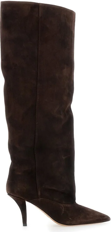 'Ines' Brown Boots With High Stiletto Heel In Suede Woman