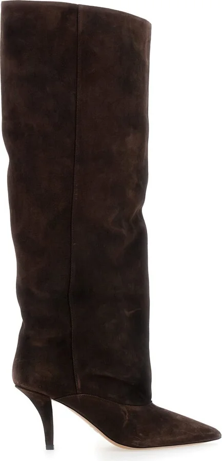 'ines' Brown Boots With High Stiletto Heel In Suede Woman