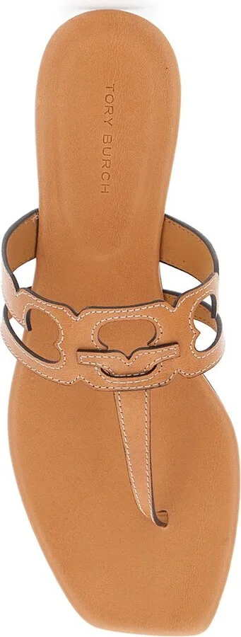 'Ines' Brown Sandals With Thong Design In Leather Woman - Image 4