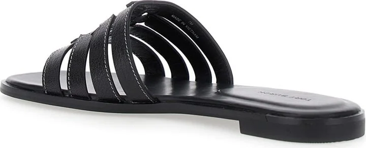 'ines Cage' Black Sandals With Double T Motif In Leather Woman - Image 3