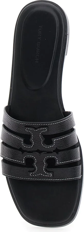 'ines Cage' Black Sandals With Double T Motif In Leather Woman - Image 4