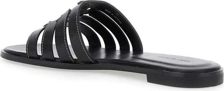 'Ines Cage' Black Sandals With Double T Motif In Leather Woman - Image 3