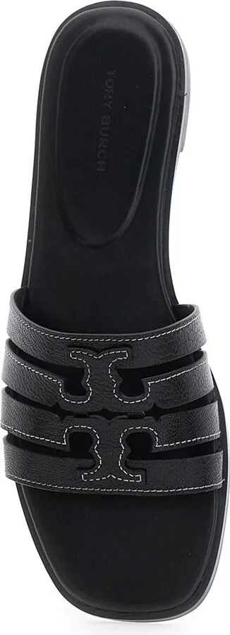 'Ines Cage' Black Sandals With Double T Motif In Leather Woman - Image 4
