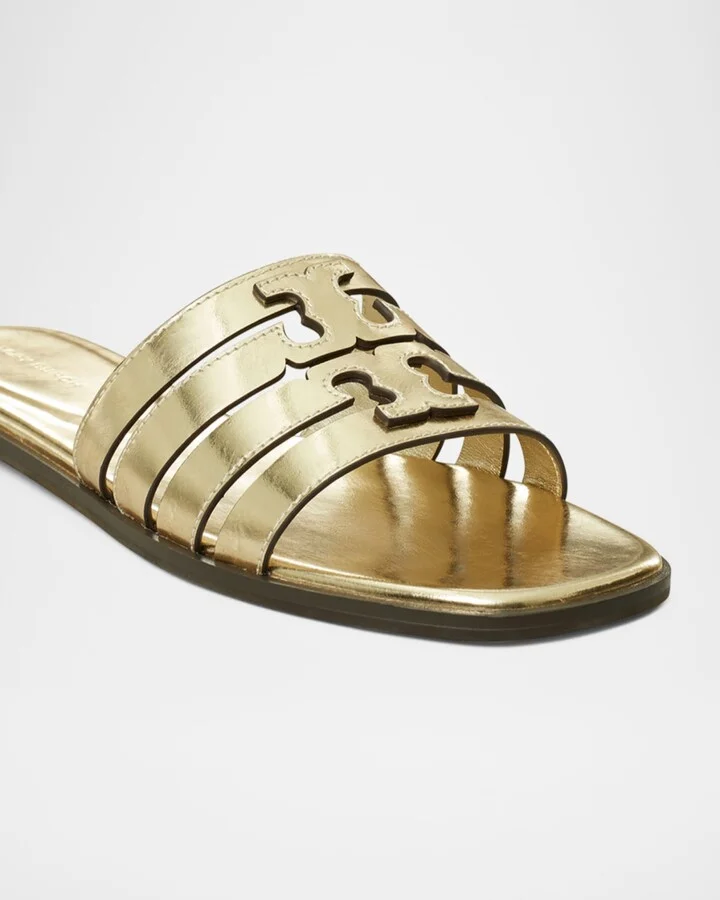 Ines Caged Metallic Flat Slide Sandals - Image 4