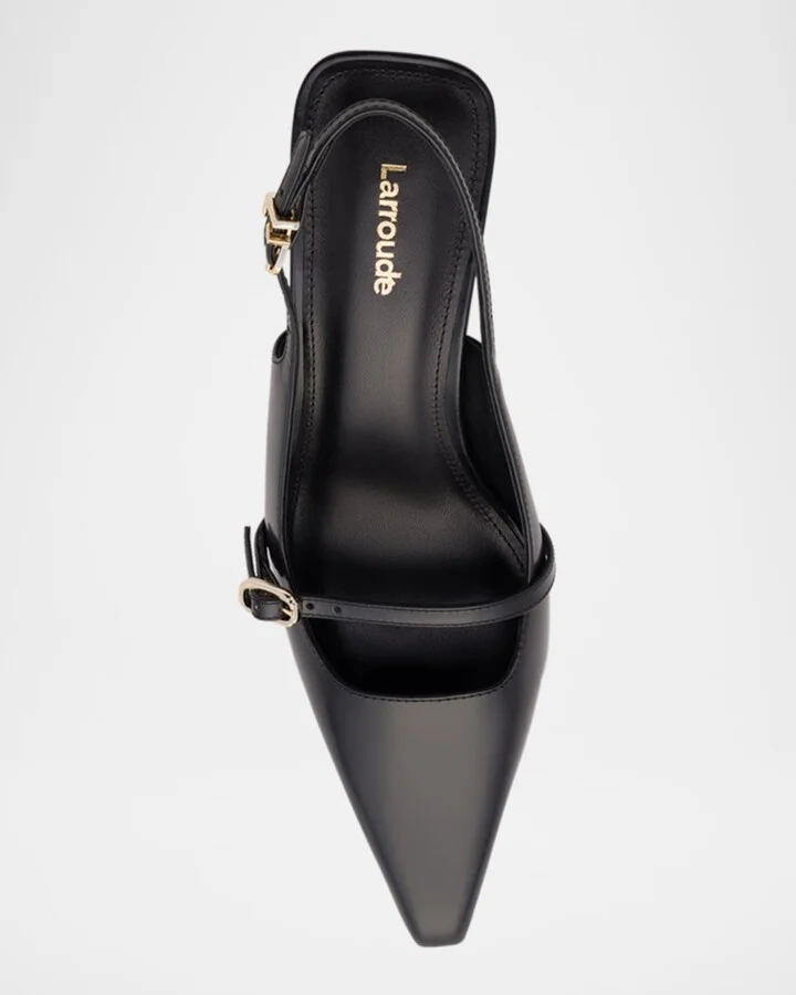 Ines Leather Buckle Slingback Pumps - Image 2