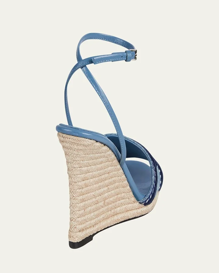 Ines Logo Denim Wedge Espadrilles - Image 6