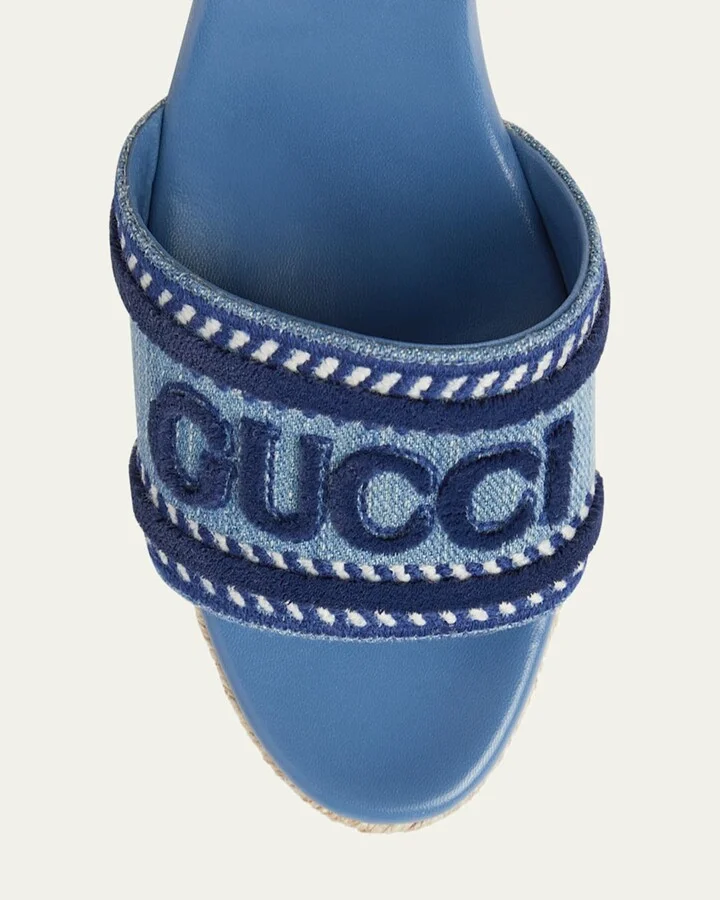 Ines Logo Denim Wedge Espadrilles - Image 10