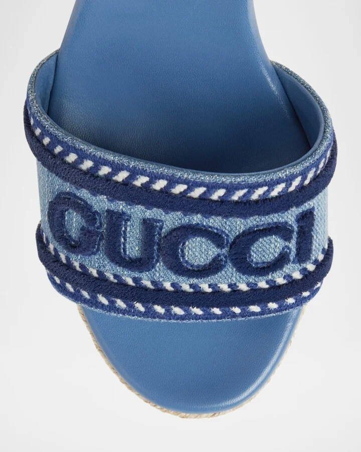 Ines Logo Denim Wedge Espadrilles - Image 7
