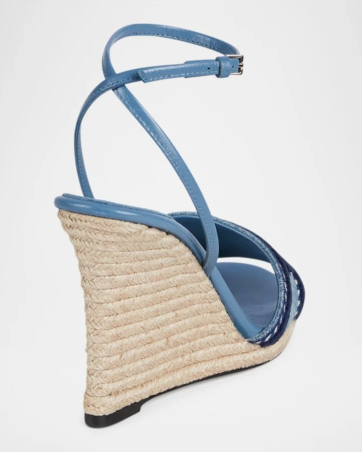 Ines Logo Denim Wedge Espadrilles - Image 8