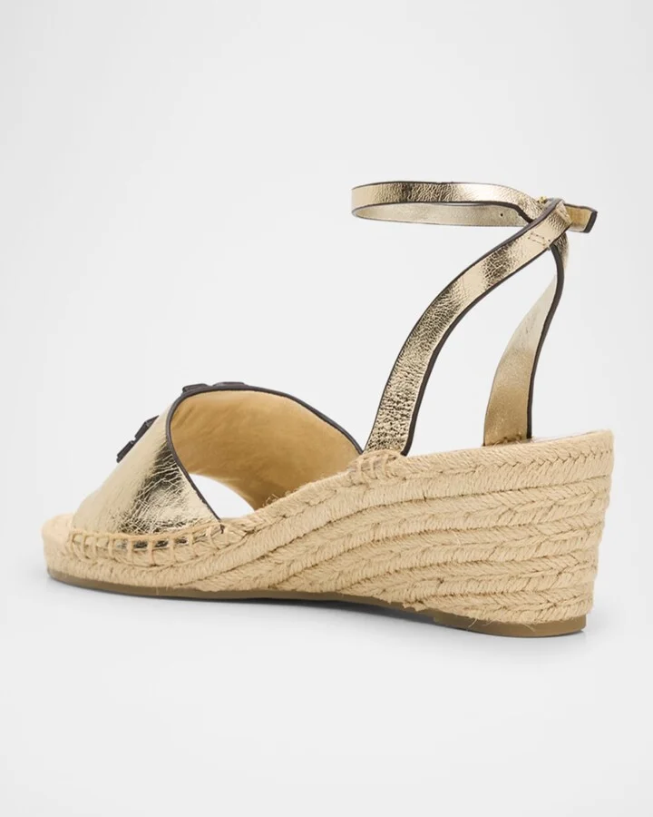 Ines Metallic Double T Wedge Espadrilles - Image 3
