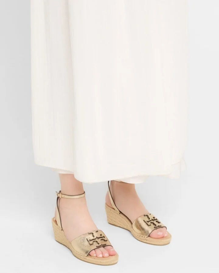 Ines Metallic Double T Wedge Espadrilles - Image 4
