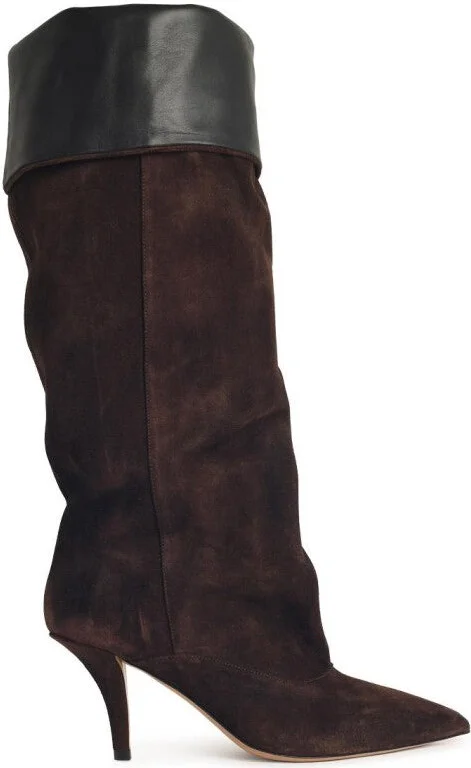 Ines Reverse 75' Chocolate Suede Boots
