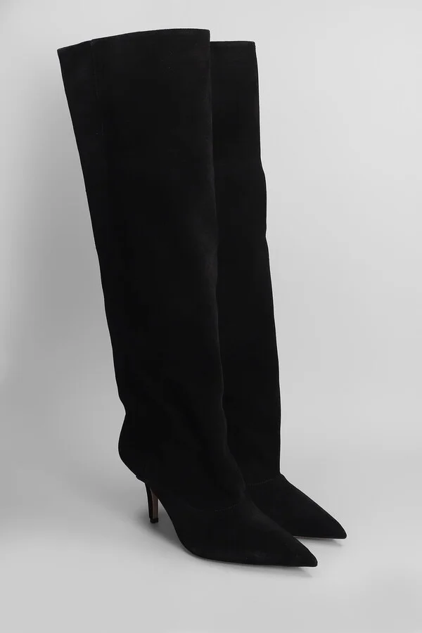 Ines Reverse 75 High Heels Boots In Black Suede - Image 2