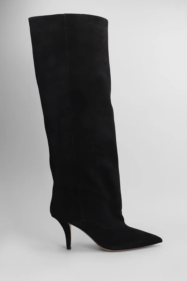 Ines Reverse 75 High Heels Boots In Black Suede