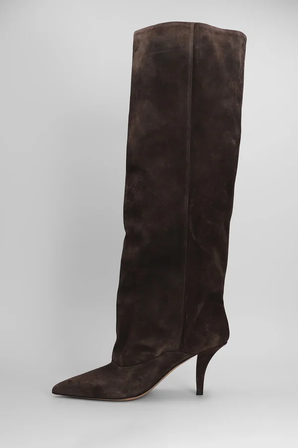Ines Reverse 75 High Heels Boots In Brown Suede - Image 3