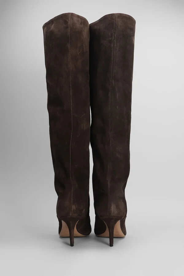 Ines Reverse 75 High Heels Boots In Brown Suede - Image 4