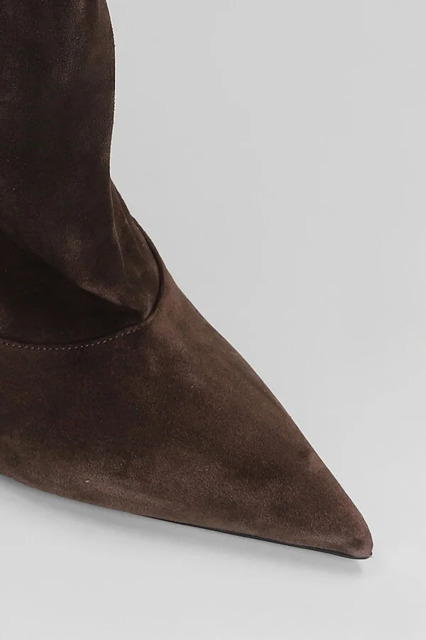 Ines Reverse 75 High Heels Boots In Brown Suede - Image 5