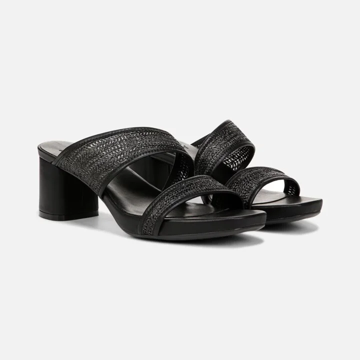 Inez 2 Sandal Women 10.5 Black Slip-On Square Toe Block Heel KHD1093