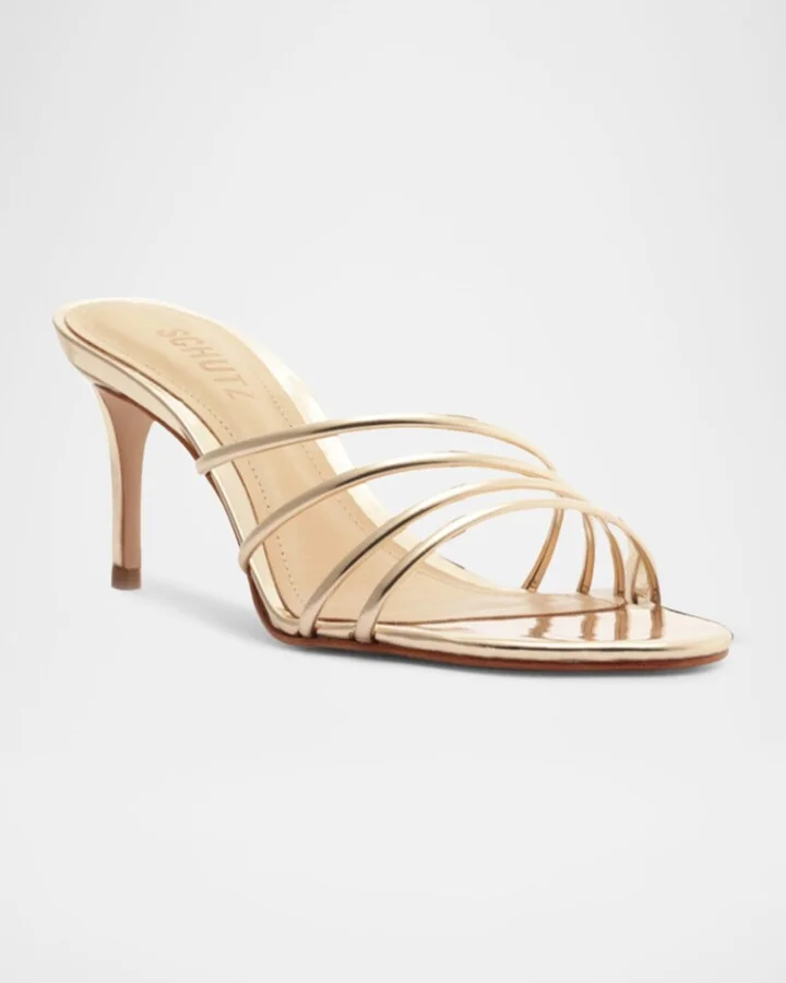 Inez Strappy Metallic Slide Sandals - Image 8