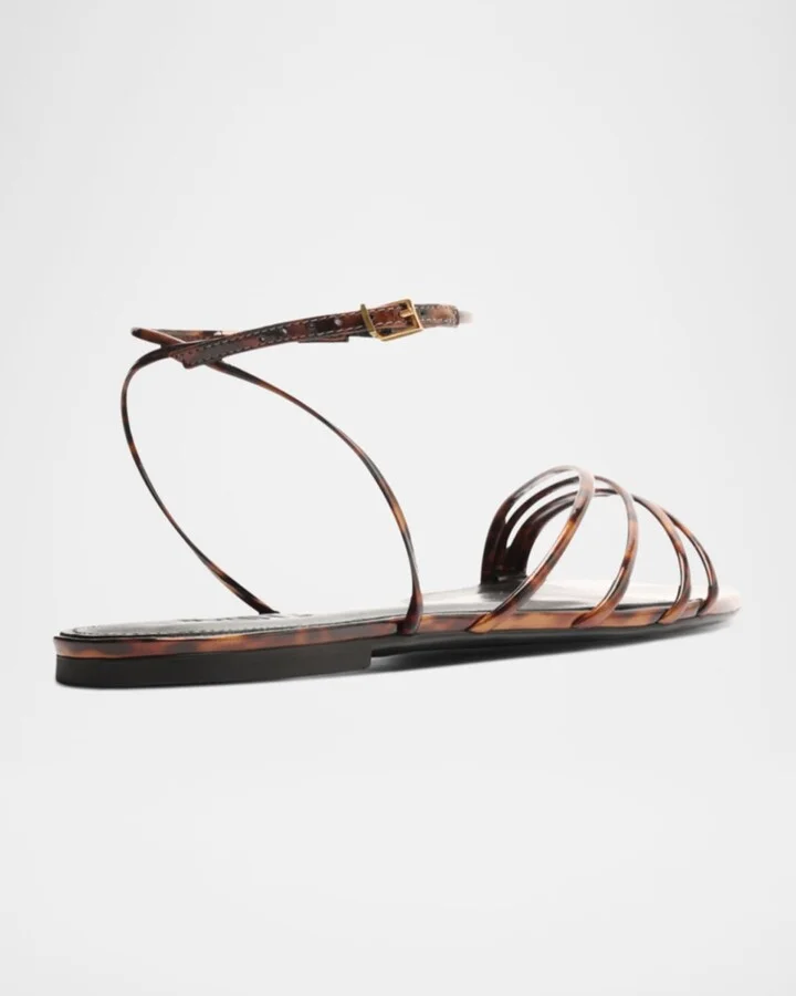 Inez Strappy Tortoise Flat Sandals - Image 2