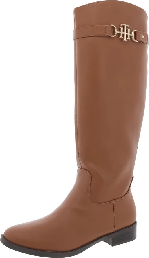Inezy Womens Zipper Almond Toe Knee-High Boots