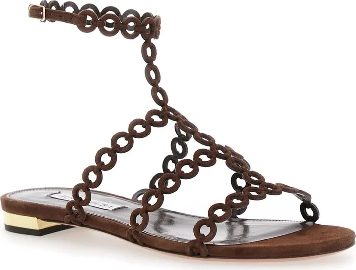 'infinity Chain' Brown Sandals With Adjustable Strap And Buckle In Suede Woman - Image 2
