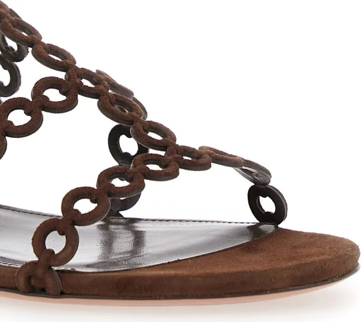 'infinity Chain' Brown Sandals With Adjustable Strap And Buckle In Suede Woman - Image 4