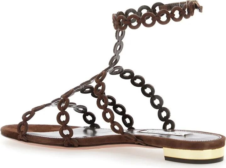 'infinity Chain' Brown Sandals With Adjustable Strap And Buckle In Suede Woman - Image 3