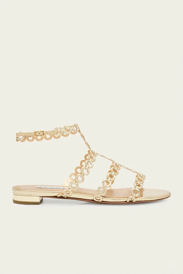 Infinity Chain Sandal Flat in Soft Gold