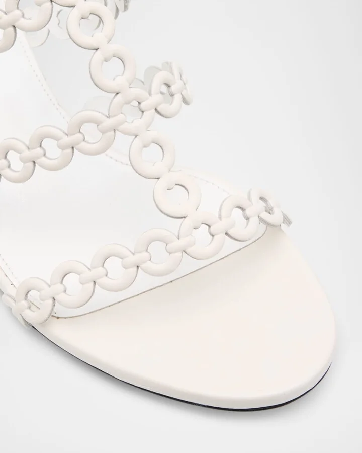 Infinity Leather Chain T-Strap Sandals - Image 4