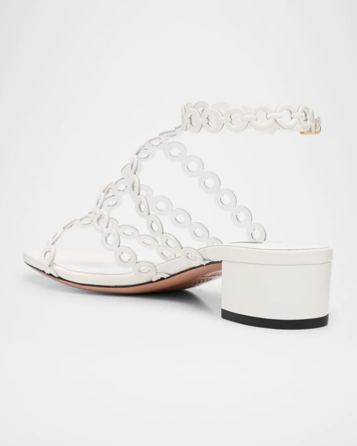 Infinity Leather Chain T-Strap Sandals - Image 5