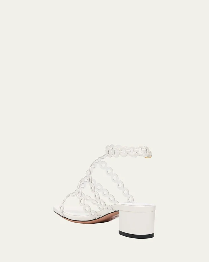Infinity Leather Chain T-Strap Sandals - Image 4