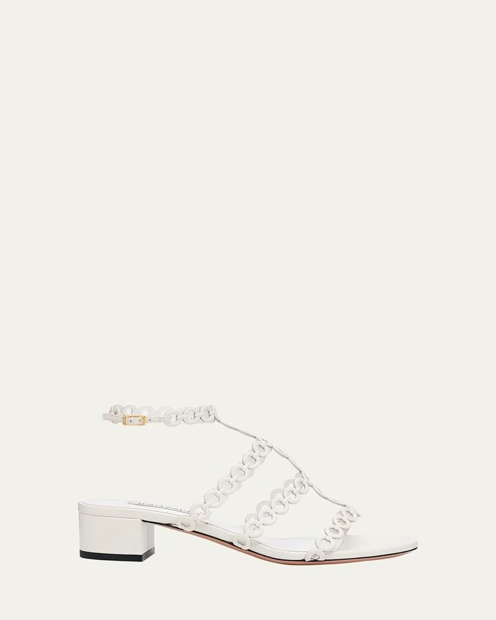 Infinity Leather Chain T-Strap Sandals