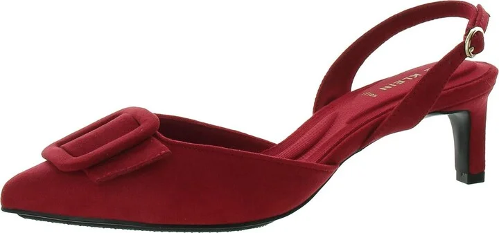 INFINITY Womens Faux Suede Kitten Heel Slingback Heels