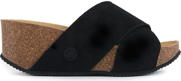 Inis - Vegan Wedge Crossover Platform Slider - Black - Image 3