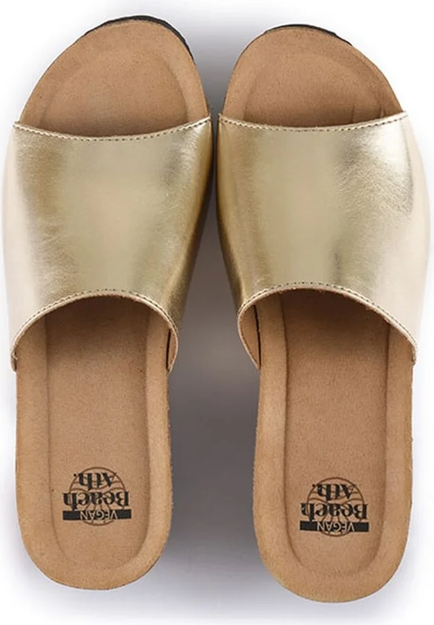 Inoro - Vegan Wedge Metallic Slider - Metallic Gold - Image 4