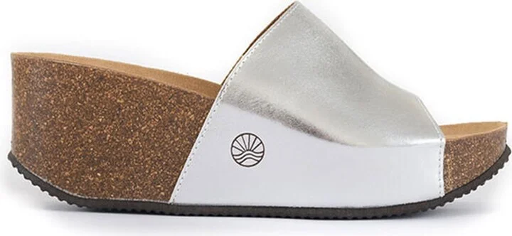 Inoro - Vegan Wedge Metallic Slider - Metallic Silver - Image 3